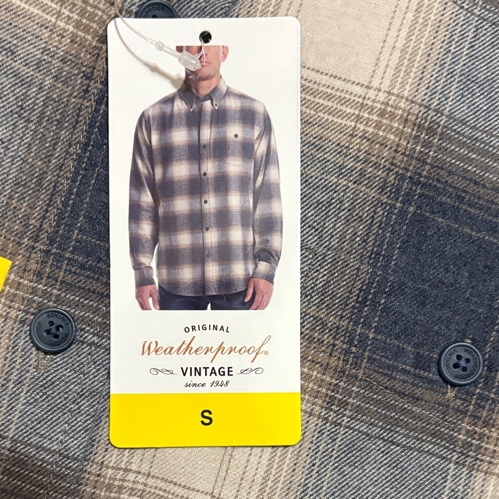 Weatherproof Vintage Plaid Long Sleeve Shirt - Gray and Brown